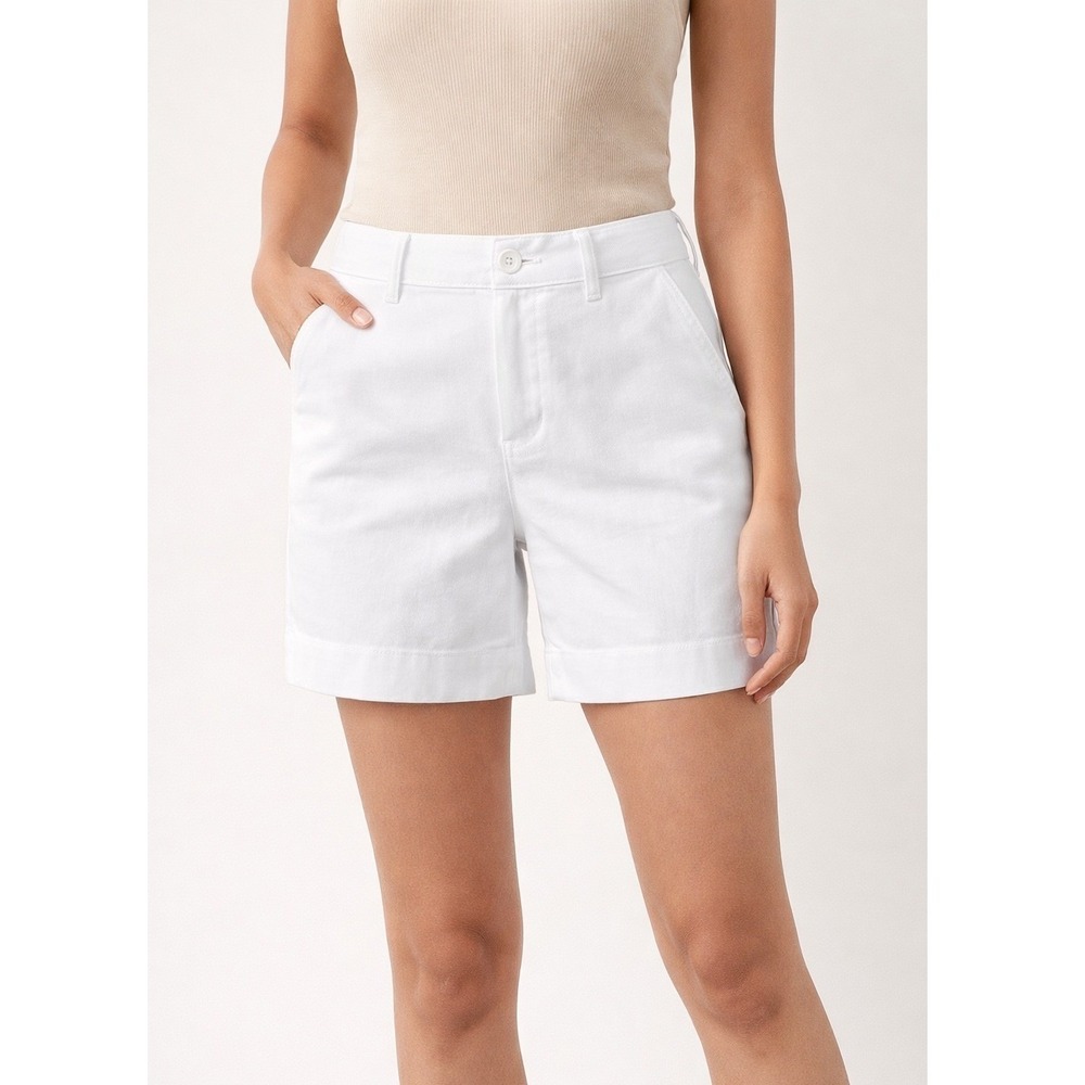 Anne Klein Jeans Womens White Chino Shorts Size 10 Stretch Cotton Mid Rise NWT
